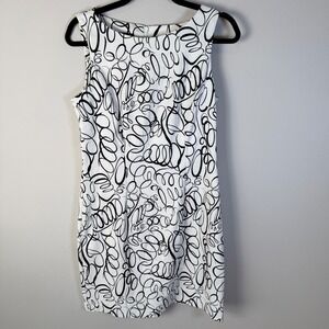 VTG AB Studio Womens 10 Black White Sleeveless Sheath Dress 90s Y2K Retro‎
